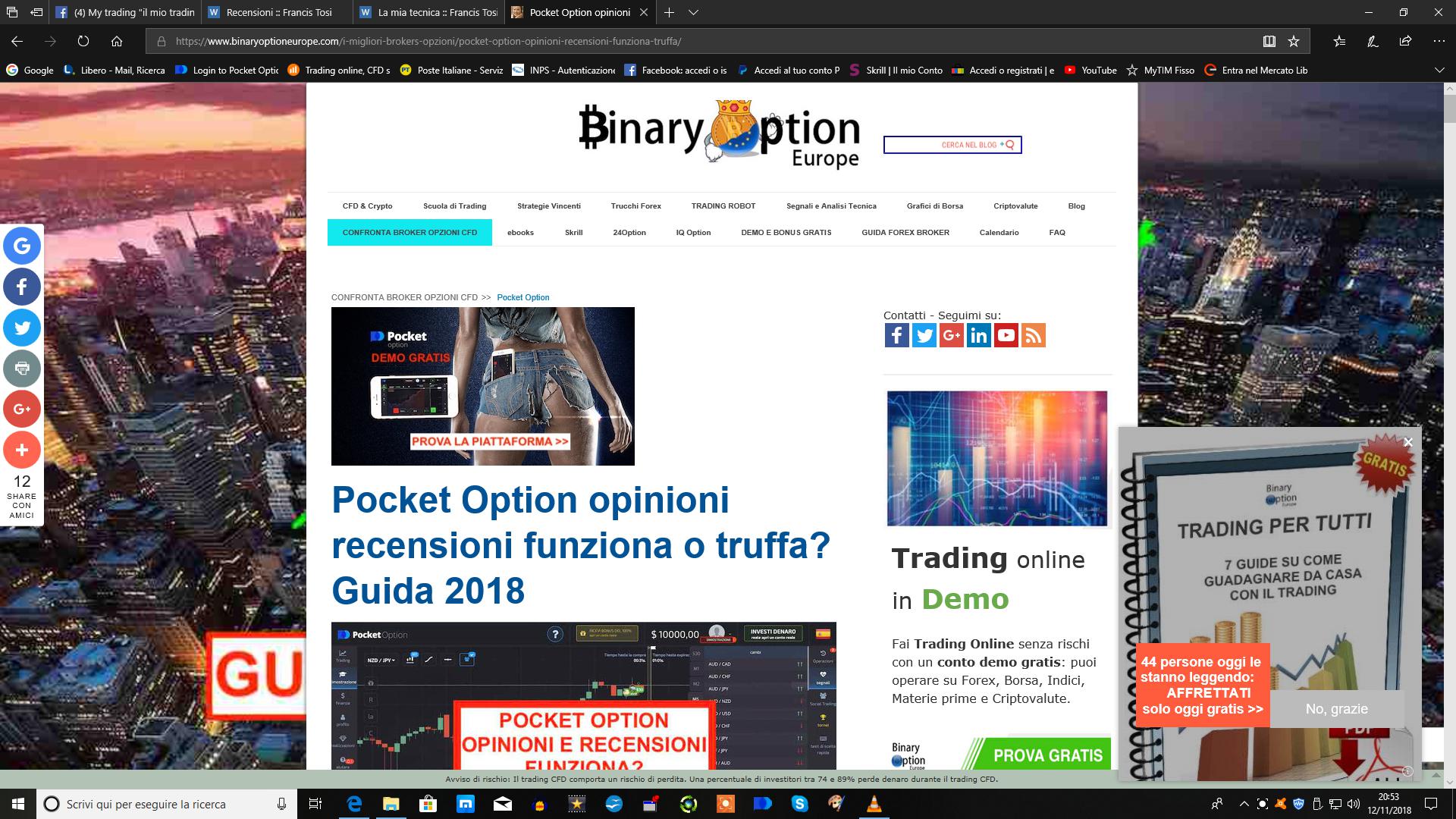 Qui trovate le recensioni sul Broker Pocket Option di binaryoptioneurope.com